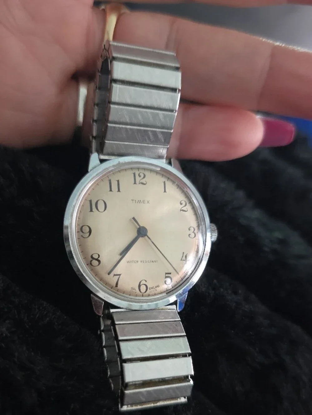 Timex Silver Watch with Cream Dial and Black Hands